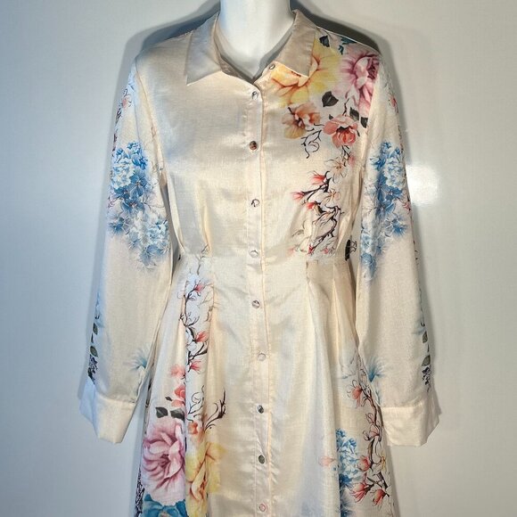 Anewsta NWT SZ 12 Floral print midi dress Feminine Dressy Coquette Romantic Chic - Picture 4 of 13